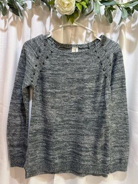 🍁Tini Lilli Studded Raglan Marled Knit Sweater Small